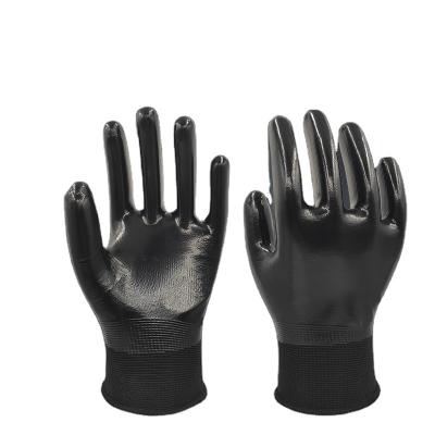 China 15 Gauge Anti-Slip Nylon Whole Palm Dipped Smooth Nitrile Safety Industrial Work Gloves for sale