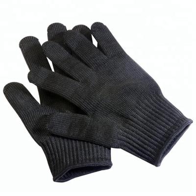 China Polyester Anti Cut Steel Anti Slash Gloves Black Cut Resistant Gloves Cut Proof Tactical Gloves for sale