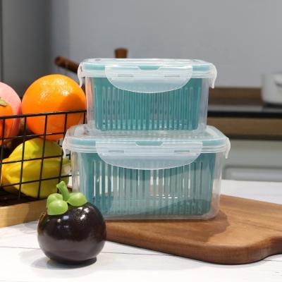 China Sustainable 5 Different Spec. Sealed Lettuce Drain Storage Saver Fruit And Vegetables Storage Container Refrigerator Organizer Bins Baskets for sale