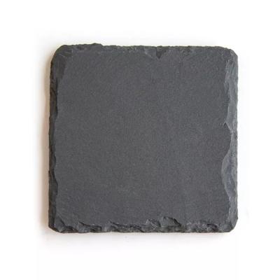 China Sustainable Wholesale Custom Black Natural Square Round Bulk Slate Coasters For Drink for sale