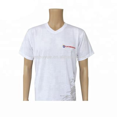 China cheap bulk Anti-wrinkle logo printed v-neck free size t shirts for promotion for sale