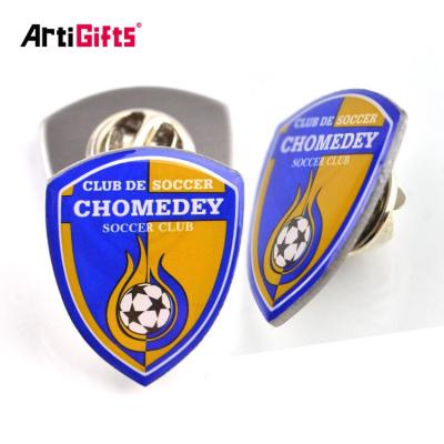 China Custom Pins Offset Printing Football Club Logo Epoxy Coated Lapels Emblems from Europe Metal Badge Manufacturer for sale