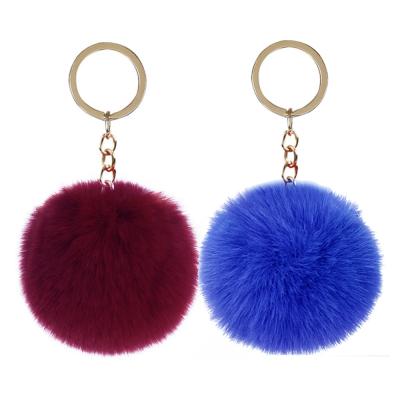 China Cartoon Toy Keychain Factory Sell Fashion Design Rabbit Fur Charm Pompom Key Chain Te koop