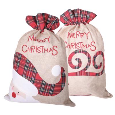 China Trendy Festival Gift Decoration Candy Gifts Bags Mini Small Linen Cloth Christmas Drawstring Bag for sale