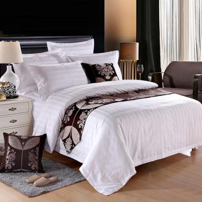 China China 300TC 3cm Nondisposable White Stripe Luxury Hotel Sheets Bed Linen Duvet Cover for sale