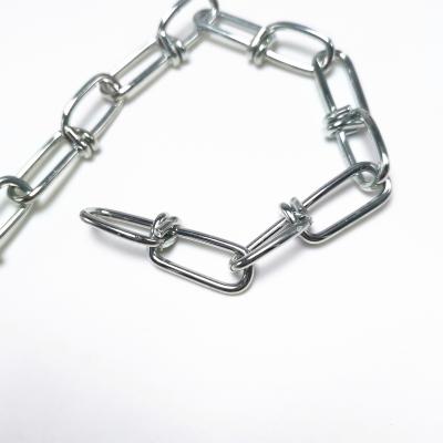 China Galvanized One Piece Knotted Link Chain Mild Steel Plain Link Chain 2mm Drag Chain for sale