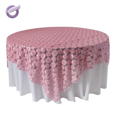 China TX28172 Factory Disposable Hotel Rose Flower Wedding Embroidery Table Cloth for sale