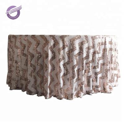 China TX00663 Taffeta Sequin Embroidery Water Ripple Disposable Table Cloth For Event for sale