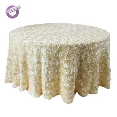 China TX18052 champagne taffeta flower embroidery wedding disposable tablecloth for sale