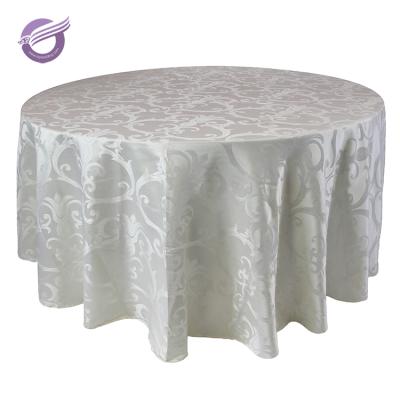 China TT09151 China Disposable Restaurant Ivory Polyester Spun Jacquard Tablecloth Fabric for sale