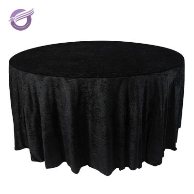 China TP02431Heat Resistant Disposable Banquet Round Velvet Black Plain Wedding Table Cloth for sale