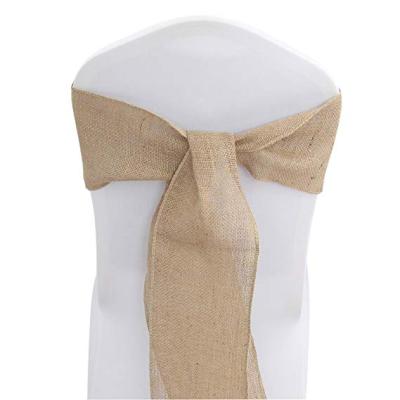 China Simple Natural Burlap Chair Ties Hessian Wedding Banquet Chair Sashes Bows for sale