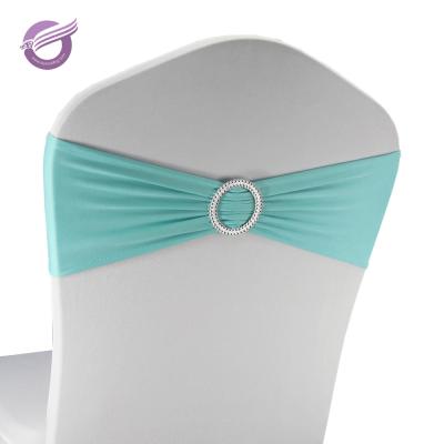 China Group In Aqua BS00136 Disposable Spandex Chair Cover With Diamond Buckle For Wedding for sale