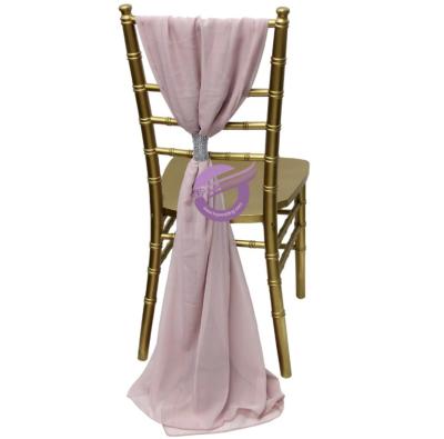 China Wholesale BS00662 Disposable Blush Pink Chair Decoration Chiffon Wedding Sash for sale