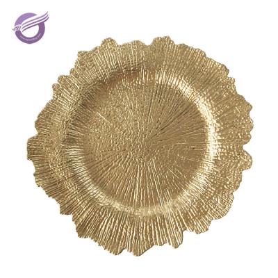 China New Product PZ01420 Golden Sea Sustainable Sponge Plastic Charger Plate For Event for sale