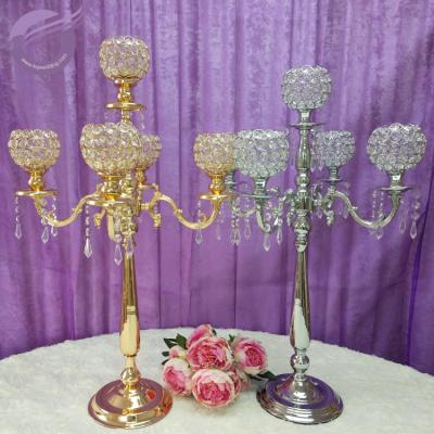 China ZT02220 Weddings Wholesale Centerpieces Gold 5 A.M. Tall Crystal Candelabras for sale