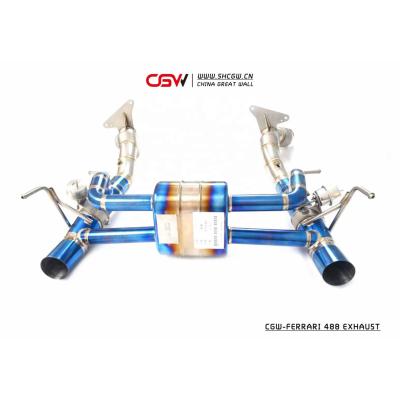 China Stainless Steel Alloy 304/Titanium CGW Titanium Alloy Exhaust Catback System With Vacuum Valves For Ferrari 488 3.9T MY Full Muffler Tip System 2015 To 2018 for sale