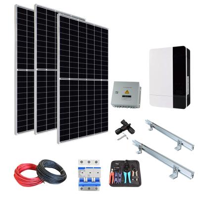 China Home 1 Phase Off Grid All in One PV Solar Power Kit Solar Panel Mounting Complete Set Solar Energy System 10000w Hybrid Solar System for sale