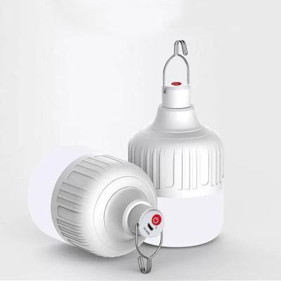 China 30w50w80w100w Plastic Outdoor Led Rechargeable Bulb Emergency Light Bulb Portable Wireless Fill Lights With Battery for sale