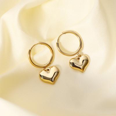 China Lead Free Nickel Free Retro Gold Filled Titanium Steel Heart Dangle Earring 316L Stainless Steel Circle Huggie Earring for sale