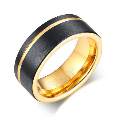 China Nickel Free Steel 8MM Chunky Black Matte Brushed Stainless Steel Ring Gold Black Plated Titanium Knuckle Rings For Men for sale