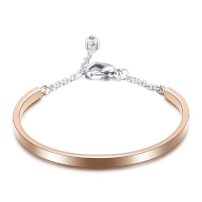 China European Trendy Gold Free Rose Gold Stainless Steel Lead Free Nickel Bracelet With Extra Chain For Female Male for sale