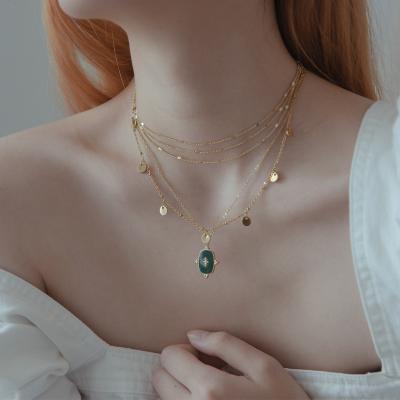 China Lead Free Summer Multi Layers Stainless Steel Necklace Trendy Nickel Free Gold Plated Chain Titanium Steel Turtle Pendant Necklace for sale