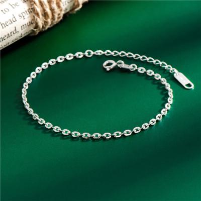 China Simple Luxury Solid Nickel Plated Sterling Silver Lead Free O Shape Link Chain Bracelet For Women Men for sale