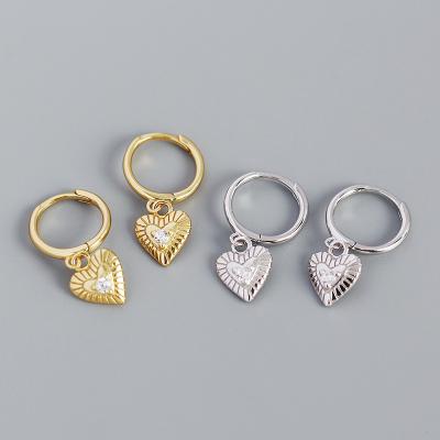 China Lead Free Nickel Free 18K Gold Plated 925 Sterling Silver Heart Zircon Earrings S925 Heart Zircon Clip On Earrings For Women for sale