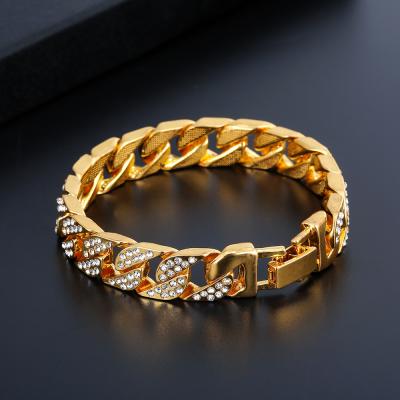 China Hiphop HPXmas Cuba Link Chain For Women Gold Color Hip Hop Bracelet Fashion Zircon Jewelry Bracelets 2020 Gift for sale