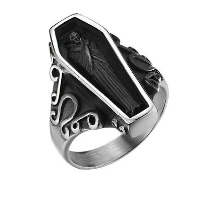 China Skeleton Finger Warrior Ring of the King Stainless Steel Skull Ring Knights Templar Helmet for Men for sale