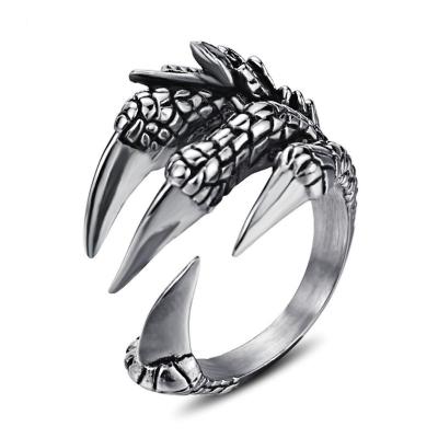 China Skeleton King Punk Rocker Solid Stainless Steel Rings For Men's Dragon Claw Ring Jewelry Accessory for sale