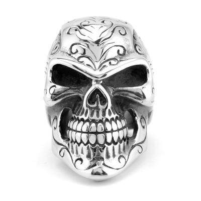 China Cool Men's Band Jewelry Punk Ring King Skull Ring Silver Jewelry Punk Rings for sale