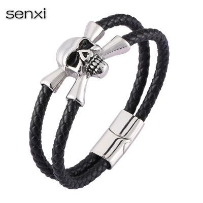 China Popular Model Ships Luxury Jewelry Leather Stainless Steel Bracelet For Men for sale