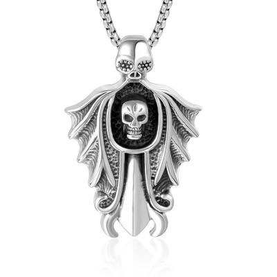 China Punk Stainless Steel Skull Urn Necklace | Cremation Jewelry for Men | Sugar Skull Memorial Necklace Jewelry for sale