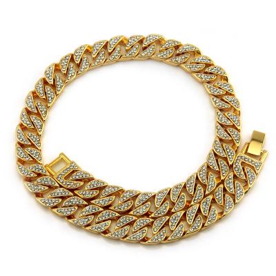 China Large Iced Out Cuban Link Chain Necklace White Gold Hip Hop Punk Necklace Adjust Mens Cuban Link Chain Punk Roll Hiphop Rock Jewelry for sale