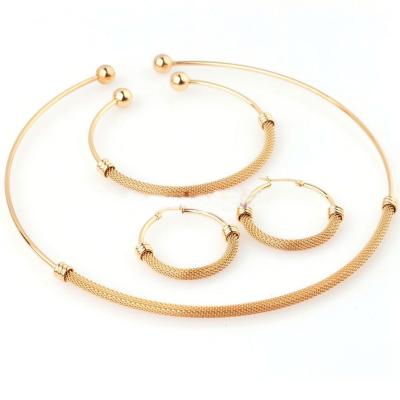 China New Luxury Gold Necklace Stainless Steel Jewelry Tennis Non-fading Good Quality Necklace Set Earring Fashion Women For Party for sale