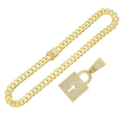 China Cuban Necklace Punk Fork Hip Hop Chain Iced Out Bling Miami Cuban Link Charm Choker Chain Necklace cubanCZ Jewelry 39mm Hip Hop Women for sale