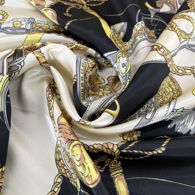 China 50D*75D 100% Polyester Shrink-Resistant Ladies Scarf Glazed Satin Printed Satin Textile For Gift Accessories for sale