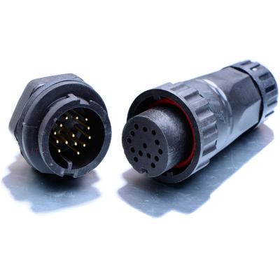 China 5 6 7 8 9 10 12 15 18pin connector waterproof LED light 14pin connector M22 ip68 wire fast power solder for sale