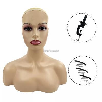 China With High Quality Hard PE Material Wig Bust Shatter-Resistant Mannequin Head For Hat Earring Glass Display for sale