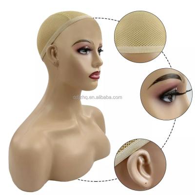 China With Best Selling Wig PE Bust 3 Head Skin Color Cheap Mannequin Head For Wigs Jewelry Display for sale