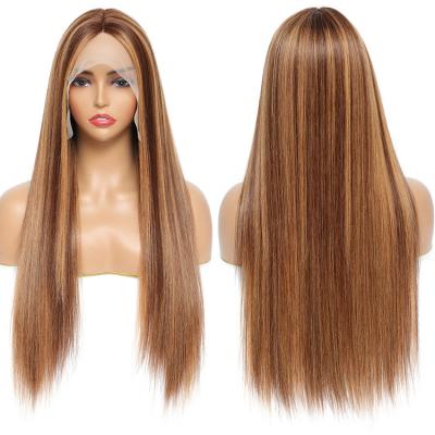 China Body Wave T Real Mink Brazilian Human Hair Highlight Ombre Color P4/27 Part 100% Cuticle Aligned Virgin Hair Wig With Dark Roots for sale