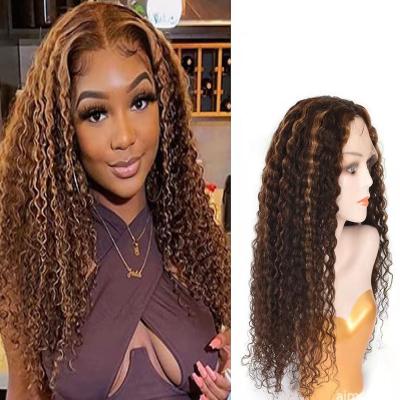 China Body Wave T Part Ombre P4/27 150% Hair 180% Cuticle Aligned Hair Draw Romance Curly Hair Products Lace Front Wig For Black Women for sale