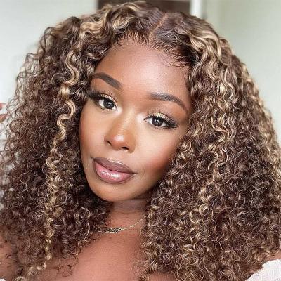 China Kinky Curl Top Sell Natural Brazilian Remy Human Hair Highlight T Piece Handmade HD Lace Up Curly Tape Wig for sale