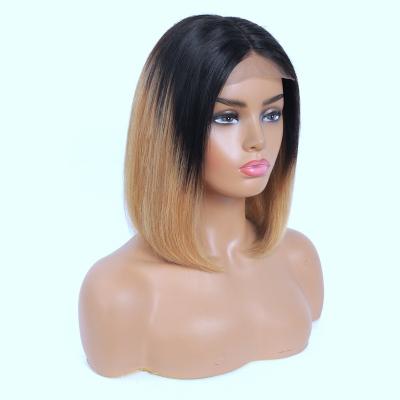 China Body Wave T1/30 Color Bob Straight 4*4 Lace Front 100% Virgin Hair Transparent Unprocessed Wig For Black Women for sale