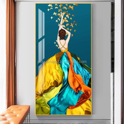 China Waterproof+ECO-Friendly Minimalist Fashion Paris Woman Butterfly Dancer Canvas Picture Wall Art Lady Porcelain Painting Frame for sale