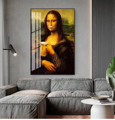 China Waterproof+ECO-Friendly Pictures For Living Room Decor Modern Nordic Minimalist Mona Lisa Porcelain Wall Art Crystal Painting for sale