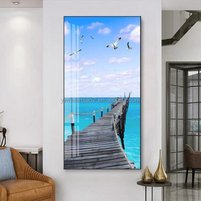 China Waterproof+ECO-Friendly Seascape Seagull Landscape Light Luxury Modern Minimalist Porch Decoration Wall Paintings Vertical Canvas Art Decor for sale