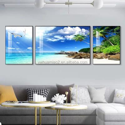 China Waterproof+ECO-Friendly Nordic Crystal Landscape Painting Seascape Poster Nature Decor Wall Art Wall Art Picture Glass Printed Sets for sale